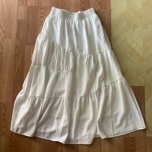 white maxi ruffled shirt